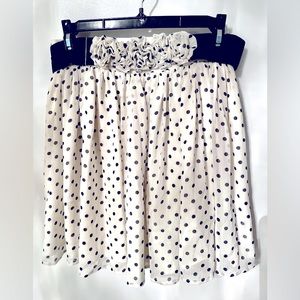 White Mini Skirt w Black Polka Dots & a Floral Belt & Zipper | Twelve By Twelve